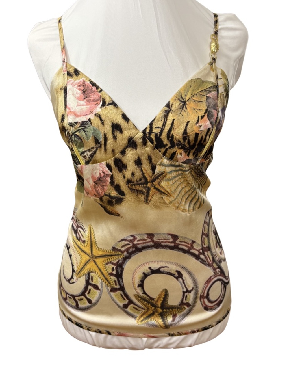 SOLD Roberto Cavalli SS2005 Silk Starfish, Serpent & Citrus Print Cami